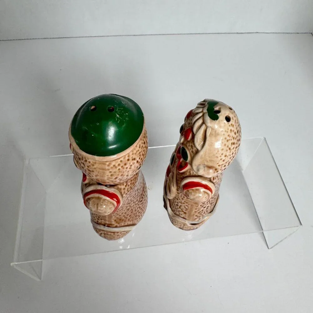 Vintage Gingerbread Man Woman Salt Pepper Shakers & Napkin‎ Holder Japan Ceramic